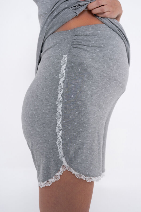 Ohma! Conjunto pijama pré-mamã com estampado de bolinhas cinzento