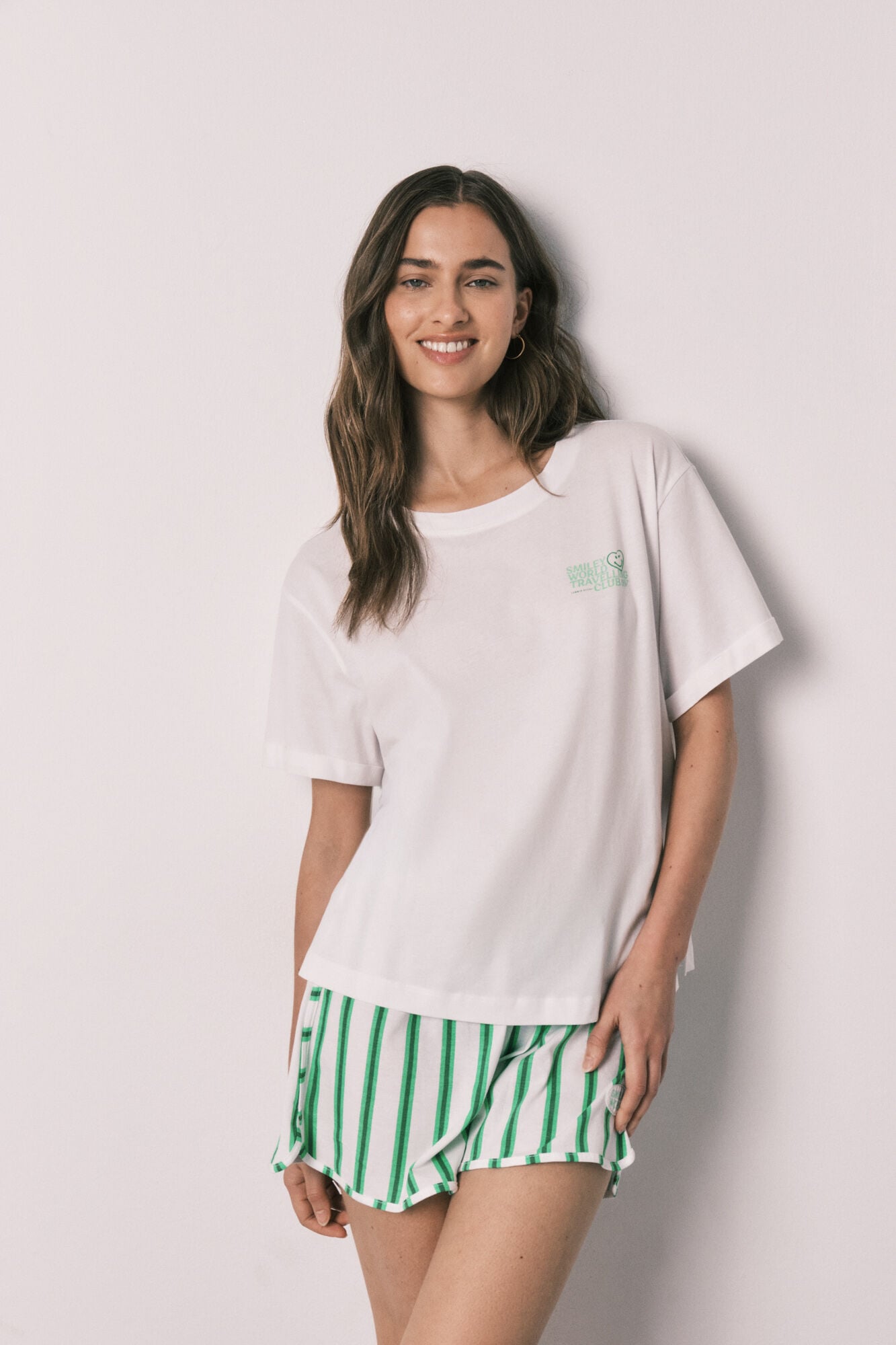 Women'secret Pijama curto em algod&atilde;o SmileyWorld&reg; branco