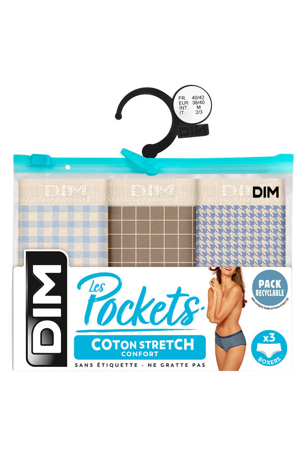 DIM Pack de 3 bragas culotte de algod&oacute;n el&aacute;stico con estampados estampado