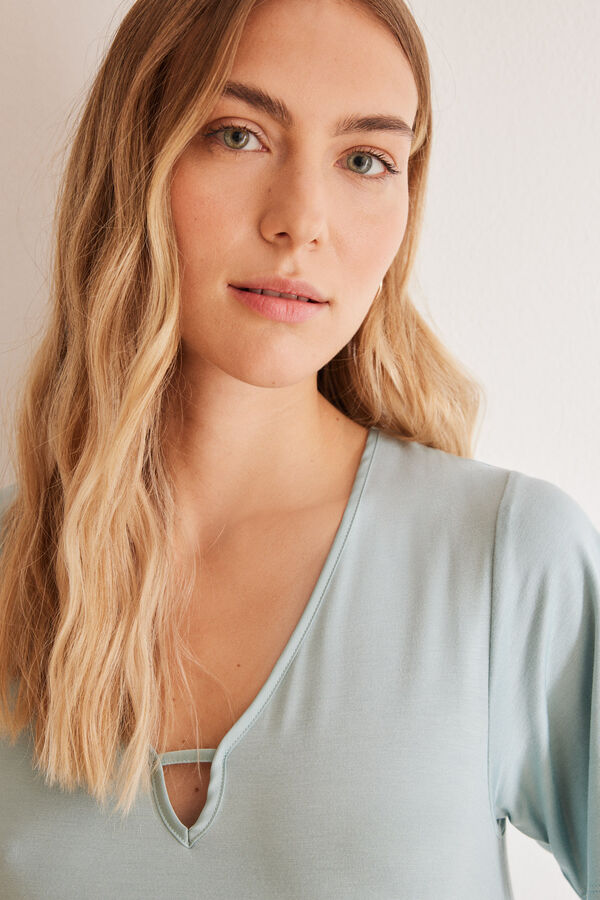 Women'secret Camisa de dormir azul Ecovero&trade; verde