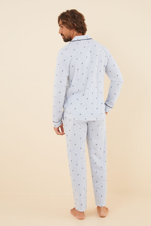 Womensecret Pijama camisero hombre 100% algodón estampado azul