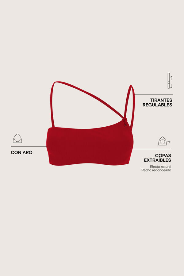 Women'secret Top biqu&iacute;ni vermelho assim&eacute;trico vermelho
