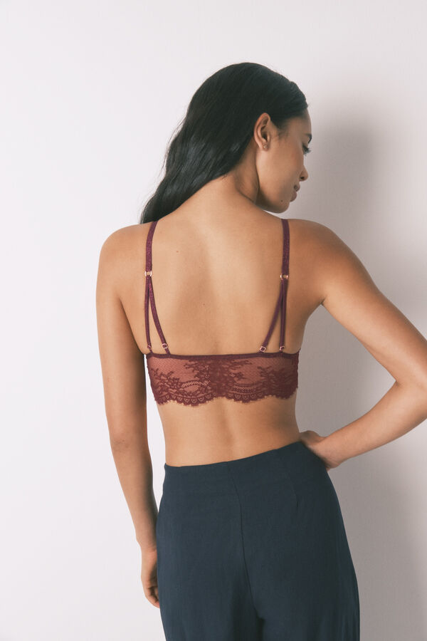 Women'secret Bralette encaje espalda especial vino burdeos