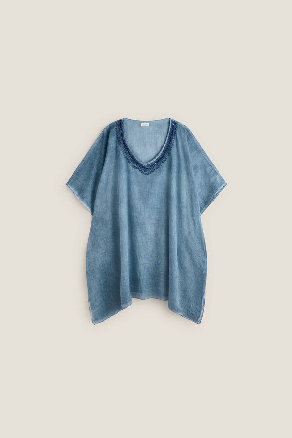 Textura T&Uacute;NICA ALGOD&Oacute;N DETALLE CUELLO azul