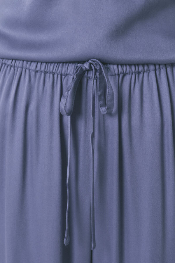 Women'secret Pijama largo azul escote plisado azul