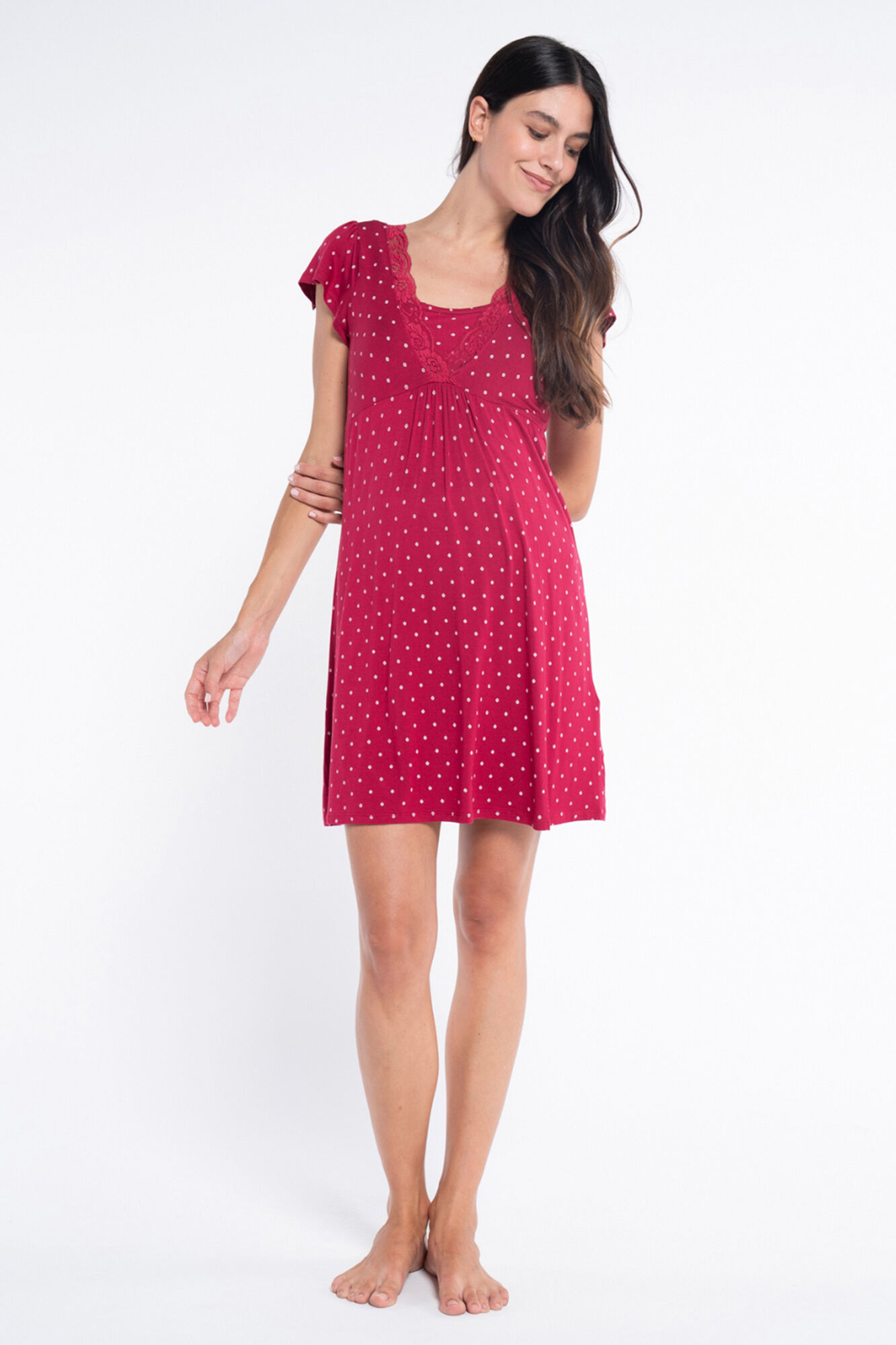 Ohma! Camisa de dormir de amamenta&ccedil;&atilde;o m/c com estampado tie-dye