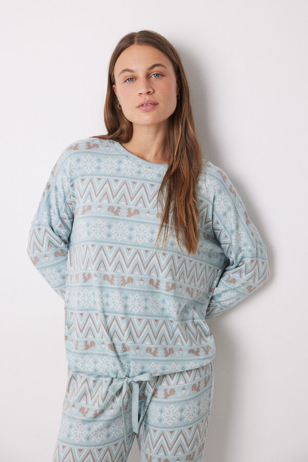 Women'secret Pijama polar longo super macio verde