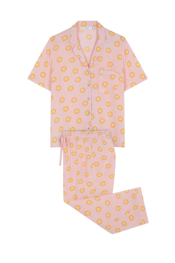 Women'secret Pijama camisero Capri viscosa rosa soles rosa