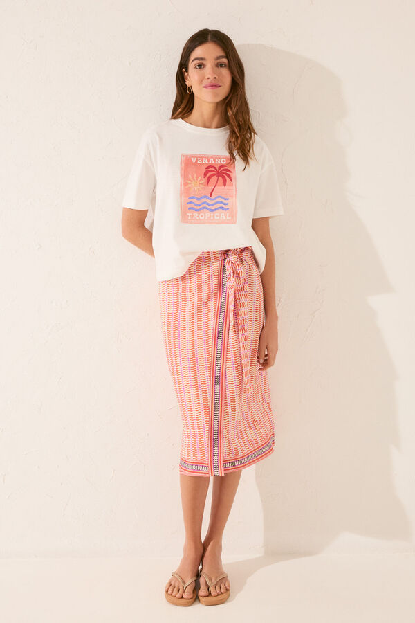 Women'secret T-shirt boxy 100% algod&atilde;o branco bege