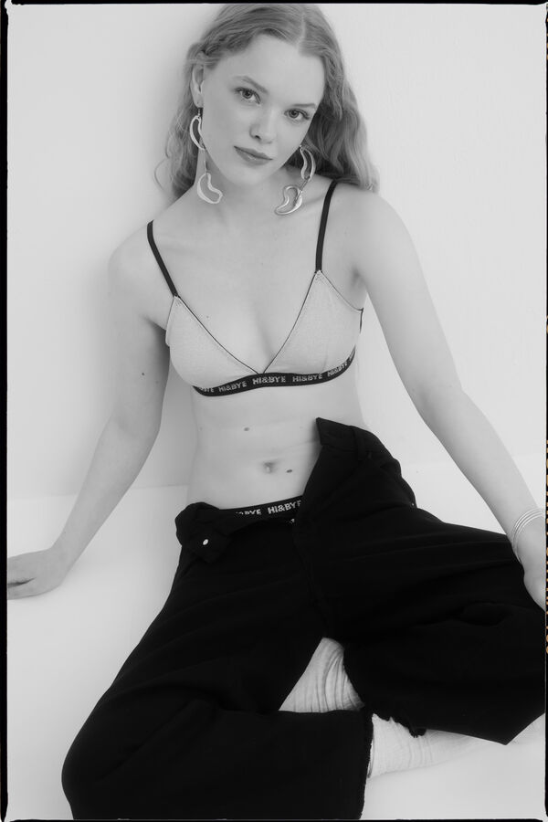 HI&BYE Soutien triangular mesh brilho e preto preto