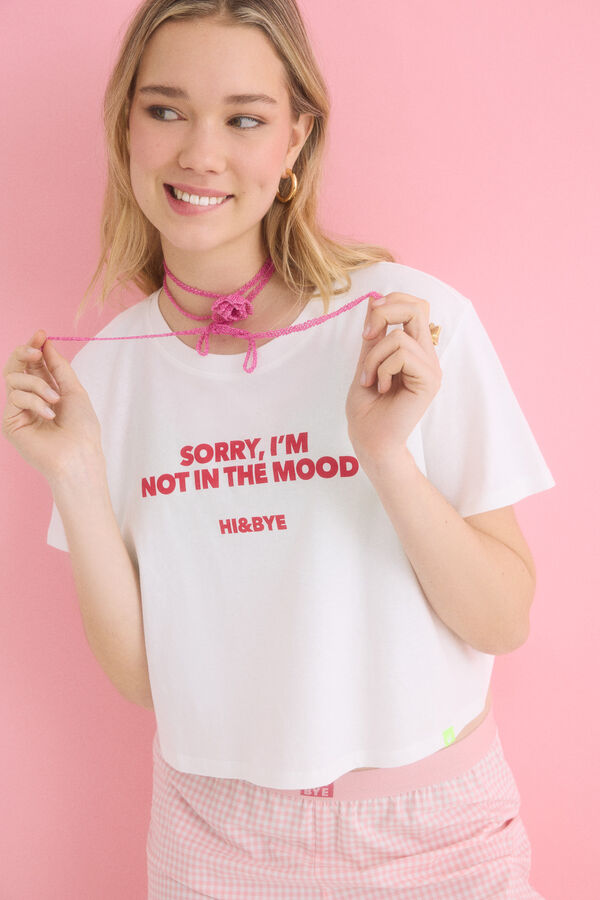 HI&BYE Pijama de algod&atilde;o rosa 100% algod&atilde;o bege