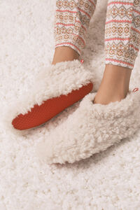 Women'secret Zapatillas casa botas pelo blanco Mafalda