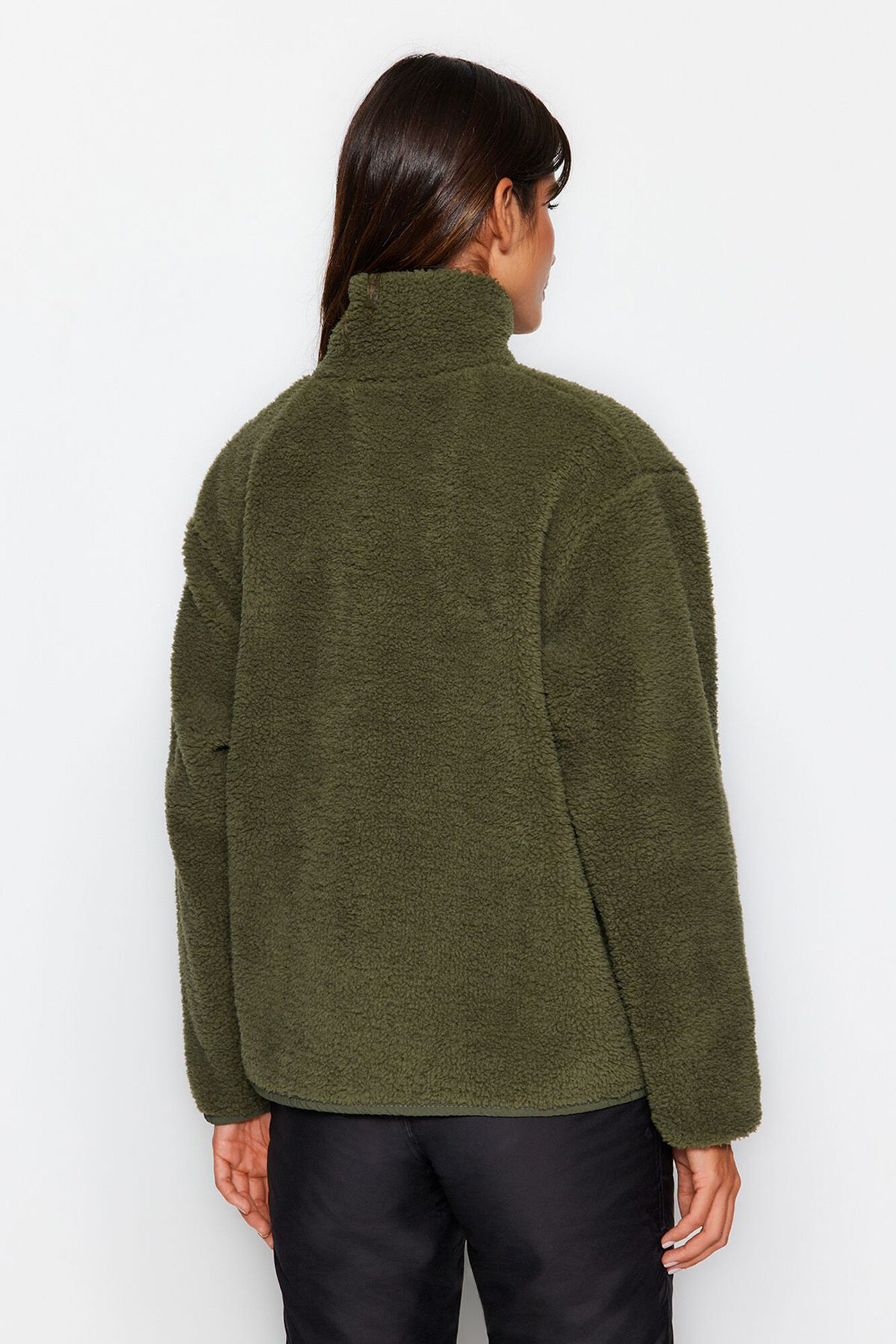 Trendyol Chaqueta forro polar verde borrego 