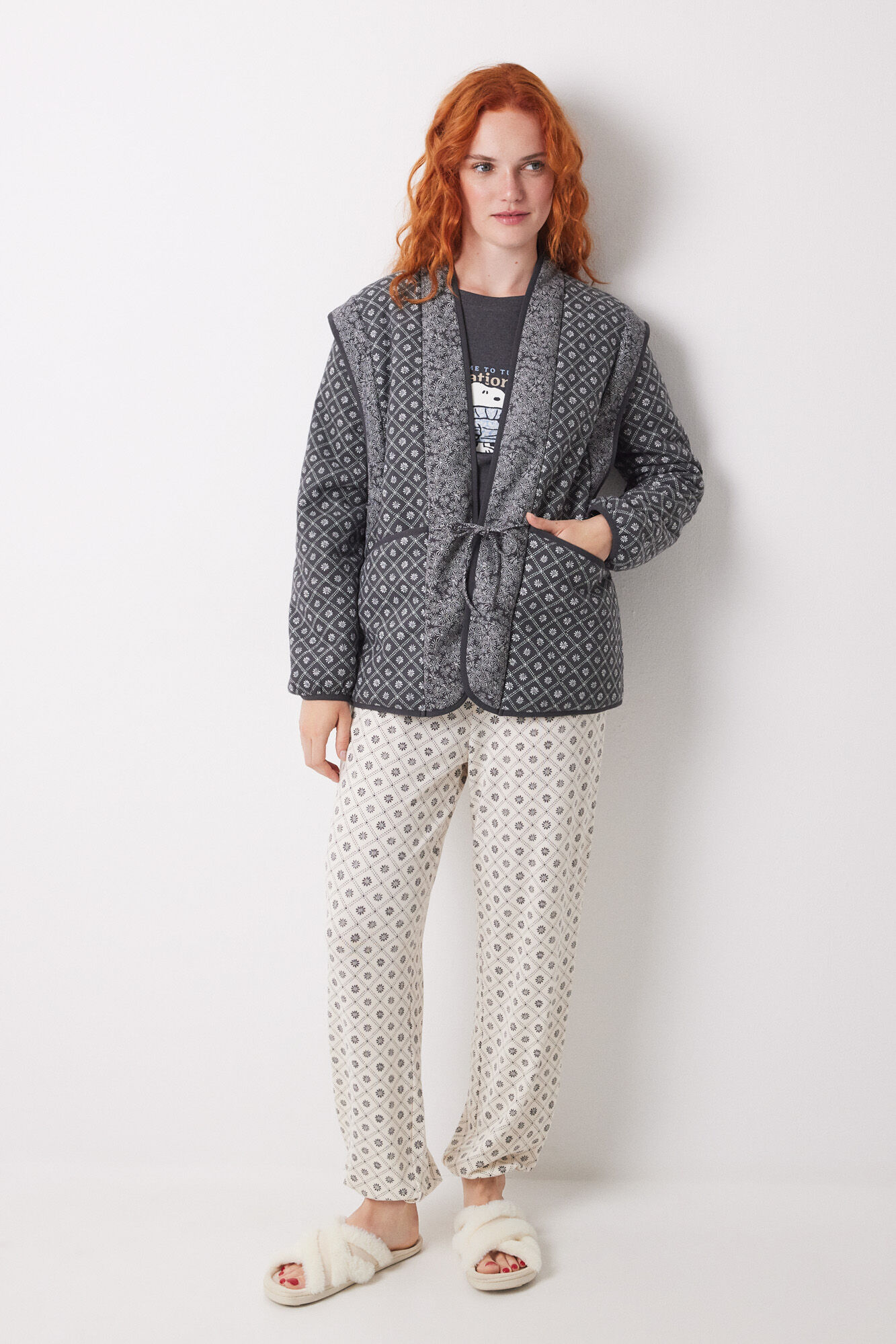 Women'secret Robe curto estampado com selo dupla face