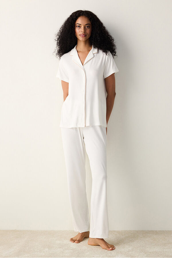 Penti Conjunto de pijama camisero largo blanco