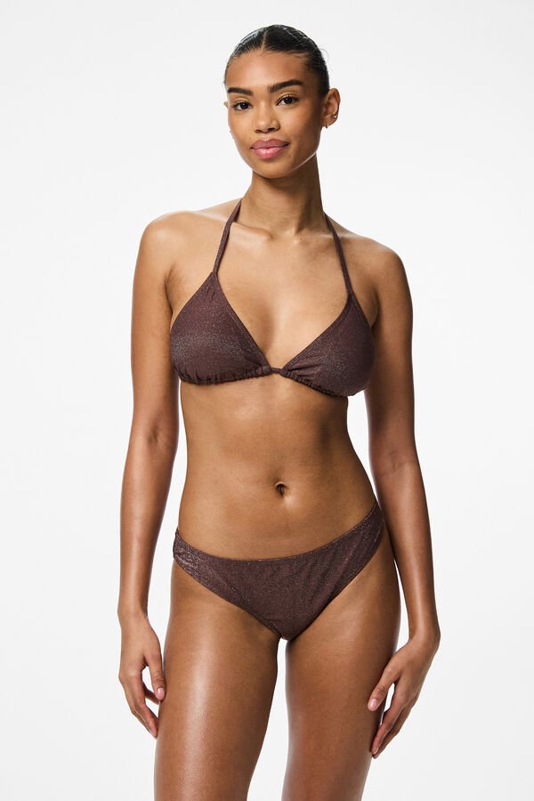 Pieces Top de biqu&iacute;ni lurex vermelho