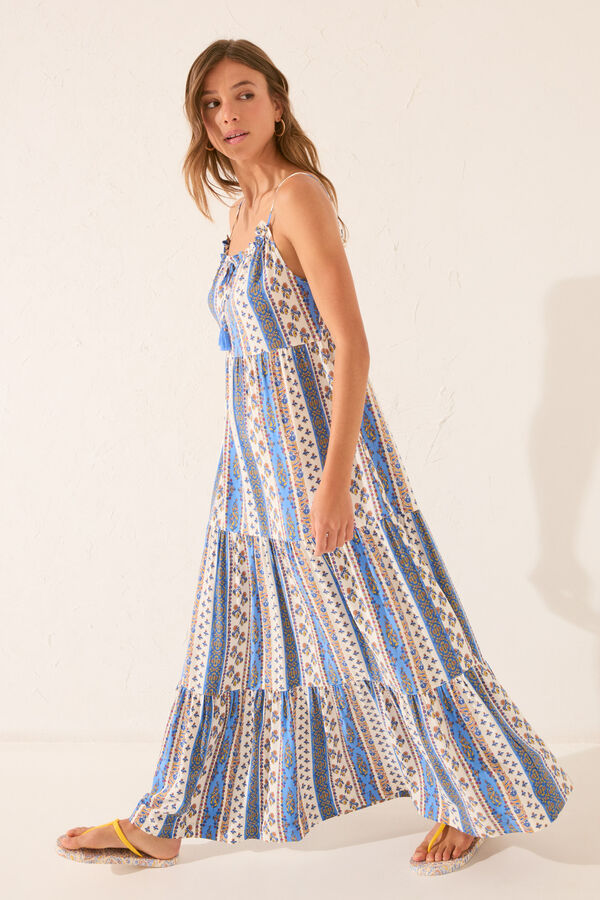 Women'secret Vestido com Borda de Viscose Multicolorido estampado