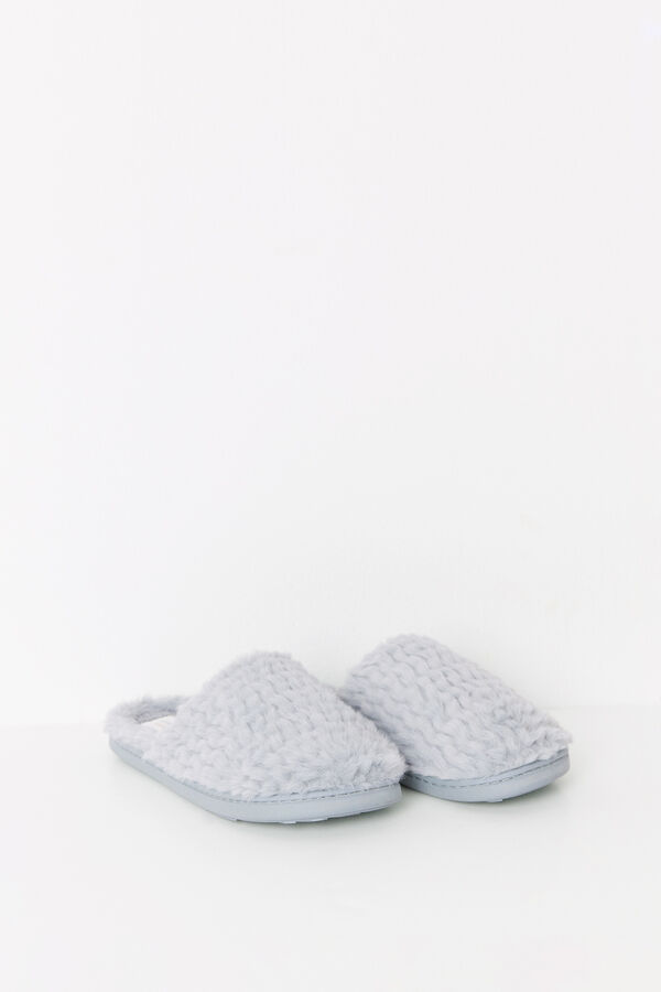 Women'secret Zapatillas casa tejido pelo gris gris