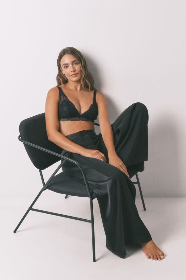 Women'secret HALTER soutien com bojo e renda enchimento preto