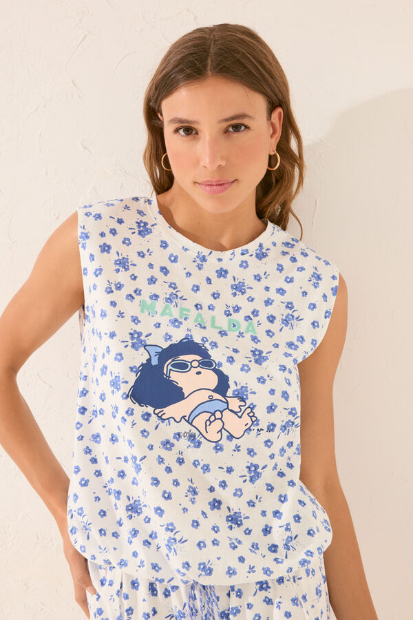 Women'secret Pijama corto floral blanco Mafalda blanco