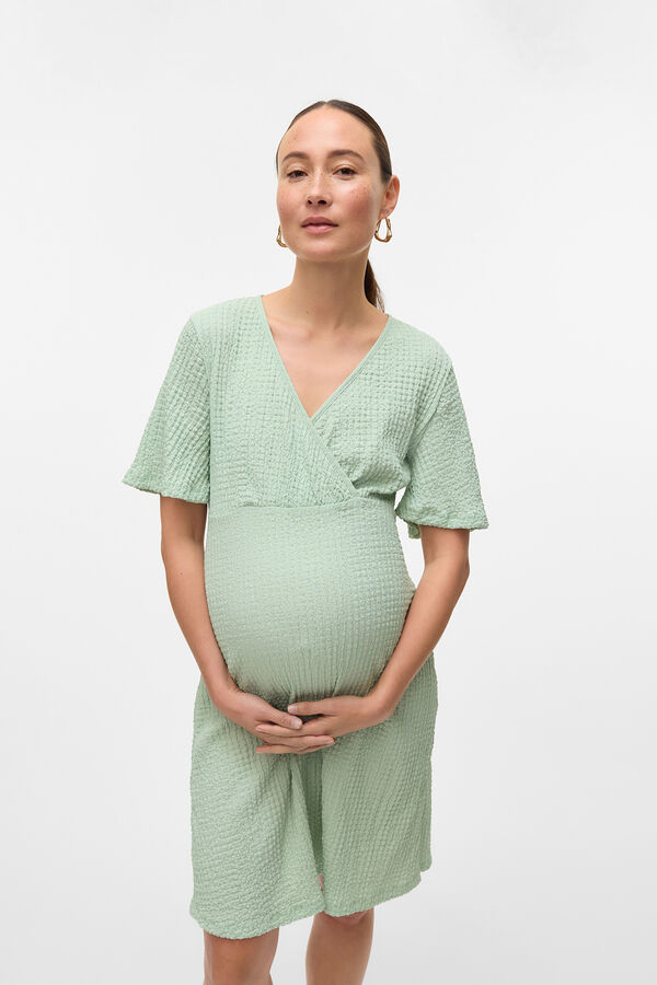 Mamalicious Vestido de maternity e amamentação de manga curta verde