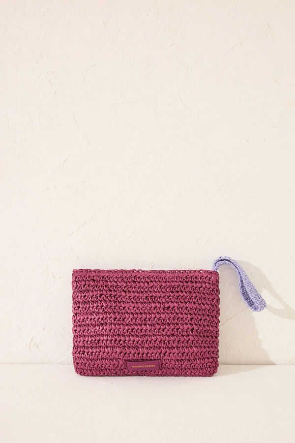 Women'secret Neceser peque&ntilde;o rafia estampado morado morado/lila