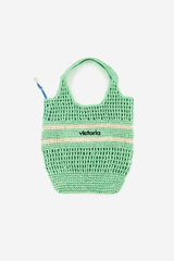 Victoria Bolso tote tejido fibra natural verde