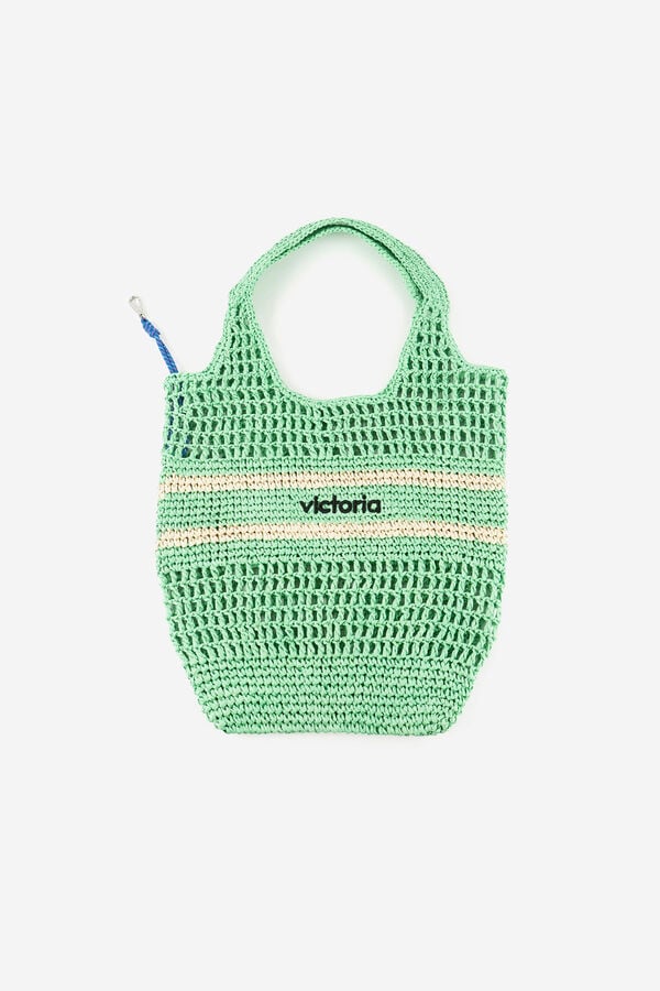 Victoria Bolso tote tejido fibra natural verde