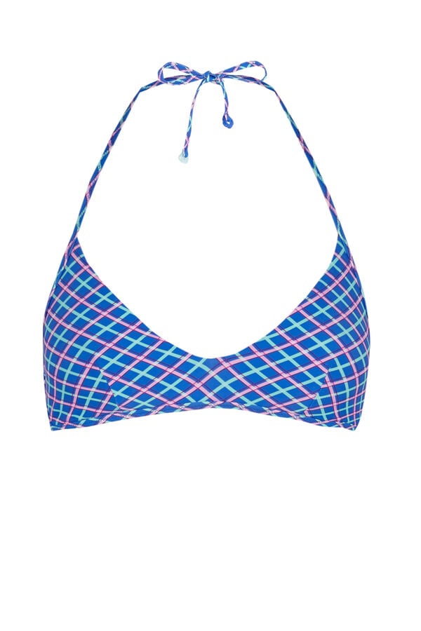 Women'secret Top biqu&iacute;ni triangular estampado xadrez azul azul
