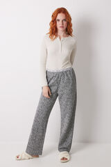 Women'secret Cal&ccedil;a comprida com estampado de flores verdes cinzento