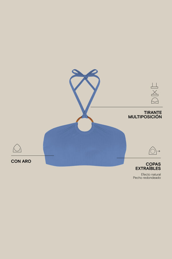 Women'secret Top bikini bandeau azul azul