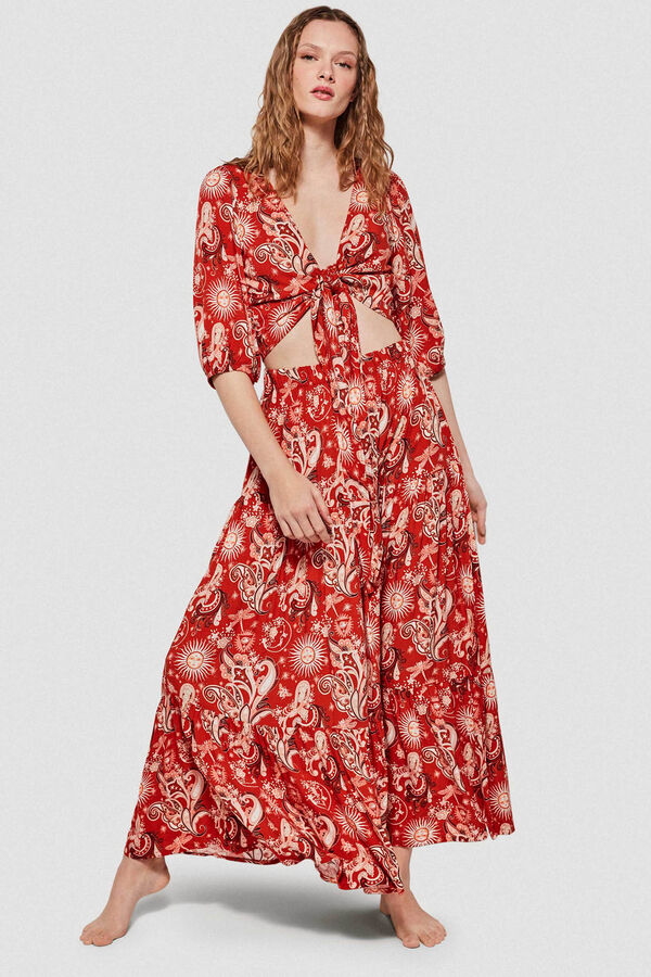 Gisela Falda larga estampada blanco