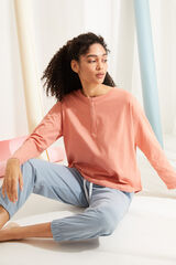 Womensecret Camiseta panadera manga larga algodón coral rosa