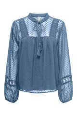 Only Maternity Camisa pré-mamã com mangas bufantes e tecido com detalhes de renda azul