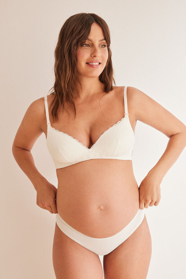 Women'secret Sujetador lactancia 'maternity' triangular encaje blanco marfil