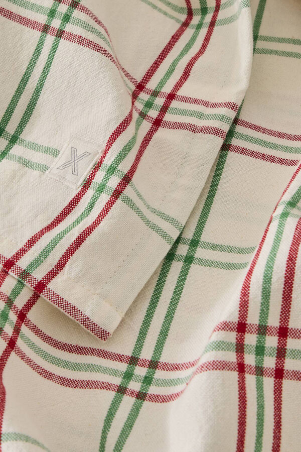 Textura Mantel algod&oacute;n cuadros rojo