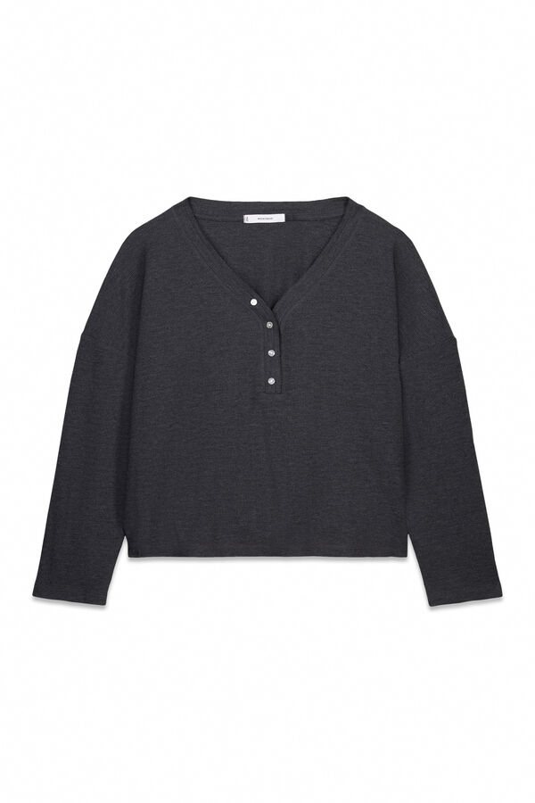 Women'secret T-shirt de manga manga waffle cinza cinzento