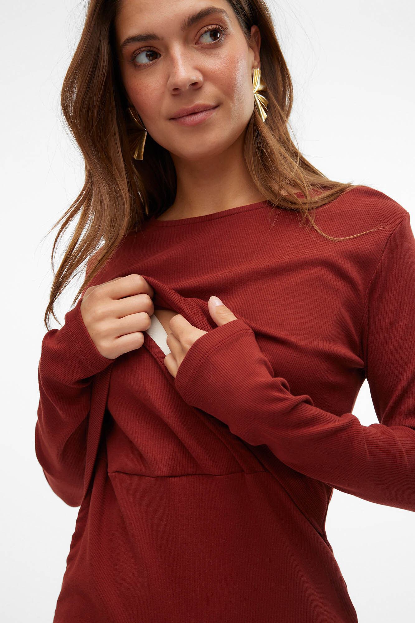 Mamalicious Vestido midi de malha fina para maternity