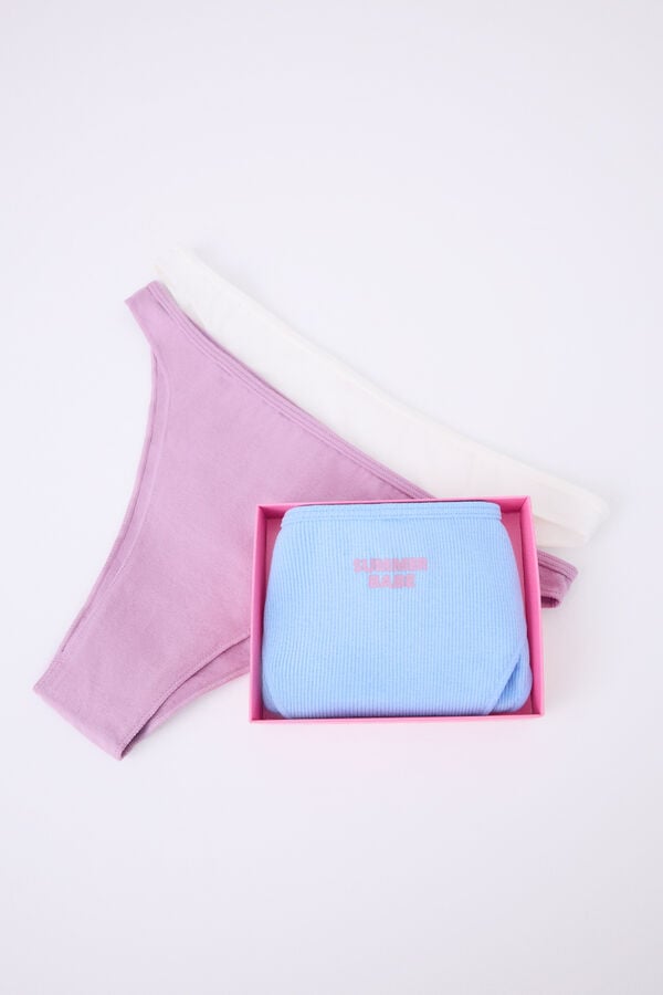 HI&BYE Pack 3 bragas brasile&ntilde;as blanco, azul, lila blanco