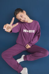 HI&BYE Pijama largo algod&oacute;n lila morado/lila