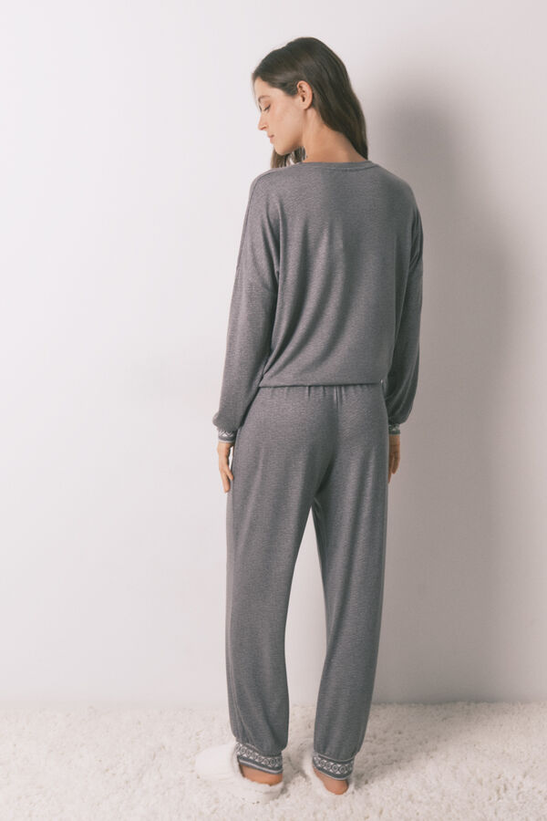 Women'secret Pijama largo punto suave Mickey gris
