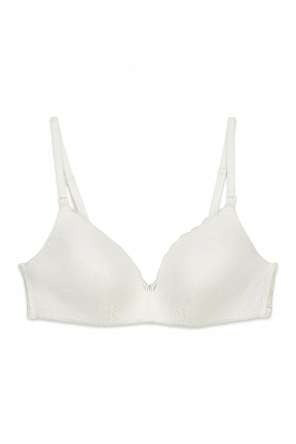 Women'secret Soutien maternity triangular com enchimento de renda branco LOVELY bege