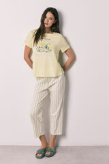 Women'secret Pijama capri de manga curta Stitch verde