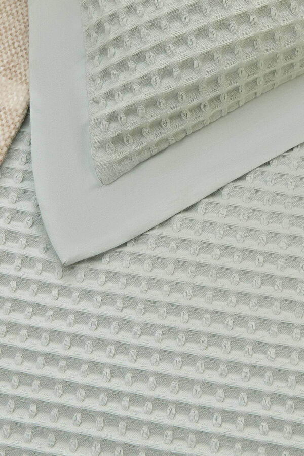 Textura Colcha algod&atilde;o ninho de abelha azul