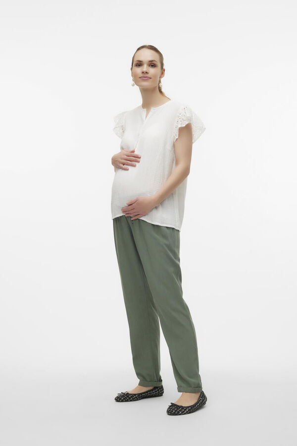 Mamalicious Pantalón fluído de tiro bajo maternity  verde