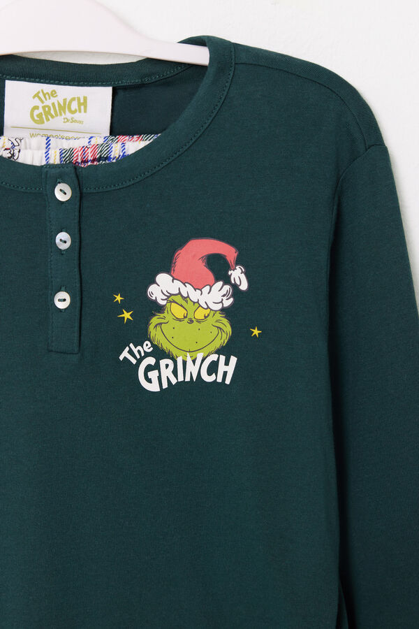 Women'secret Pijama infantil 100% algod&oacute;n cuadros Grinch verde