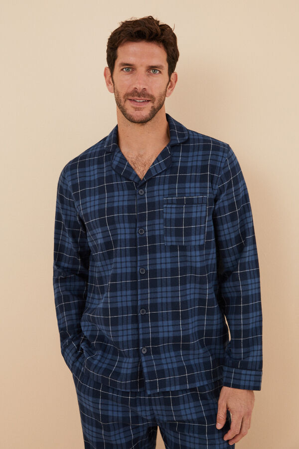 Women'secret Pijama largo camisero hombre 100% algod&oacute;n cuadros estampado