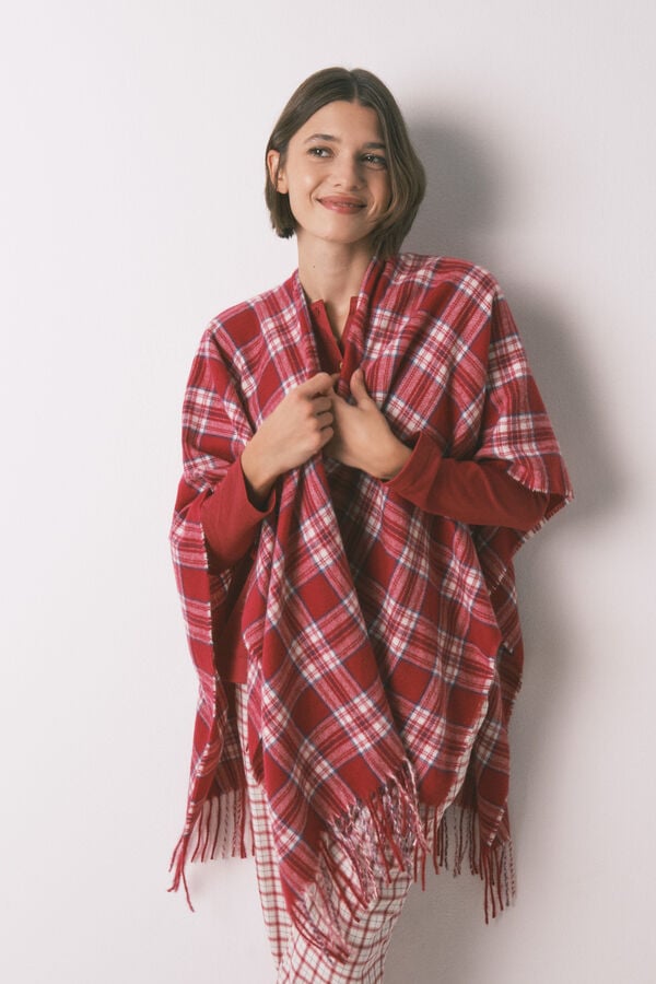 Women'secret Poncho cuadros efecto lana cashmere estampado