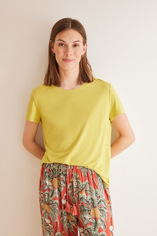 Women'secret Camisola kaki manga curta bege