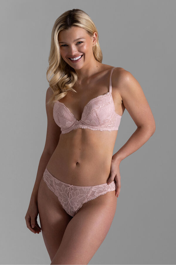 Dorina Soutien decote profundo em renda Perfect rosa